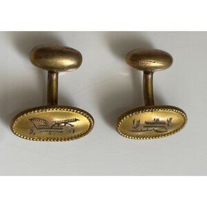 Antique Bean Back Cufflinks With Initials